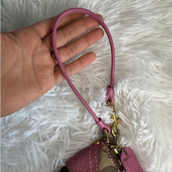 y2k COACH Pink Brown Signature Wristlet - Picture 7 of 9